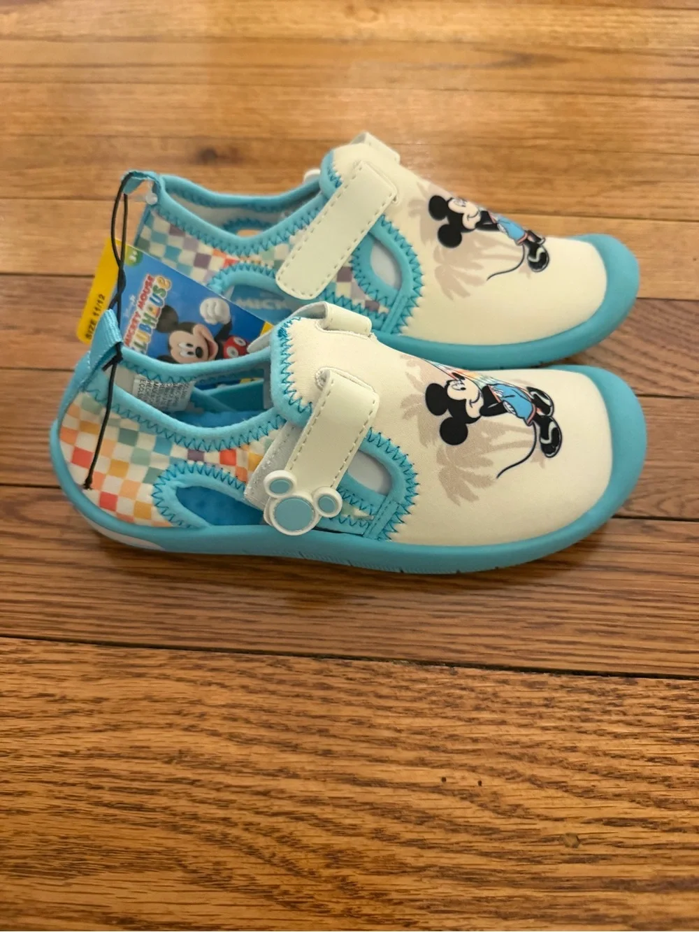 Kids Blue & White Mickey Mouse Surfer Water Shoes